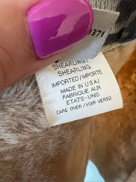 Vintage Tan genuine suede shearling duster long jacket size medium Coat Camel - Picture 8 of 13